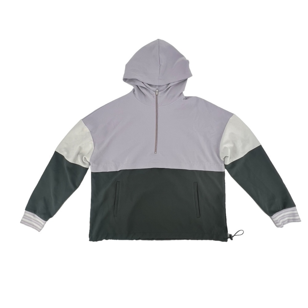 AVIA Purple Gray Long Sleeve Hooded 3/4 Zip Windbreaker Jacket Size Med Women’s